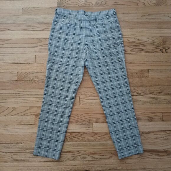 H&M Plaid Dress Trousers Pants Women's 34R Pockets Zip Up Career Office Church - Picture 2 of 13